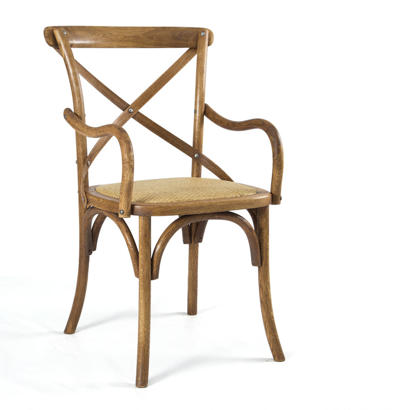 Chaises de salle à manger en bois de ferme, fauteuil latéral arrière croisé pour Restaurant
