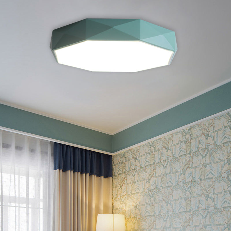 Modern Concise LED Flush Mount Iron Geometric Macaroon Ceiling Light with Acrylic Shade