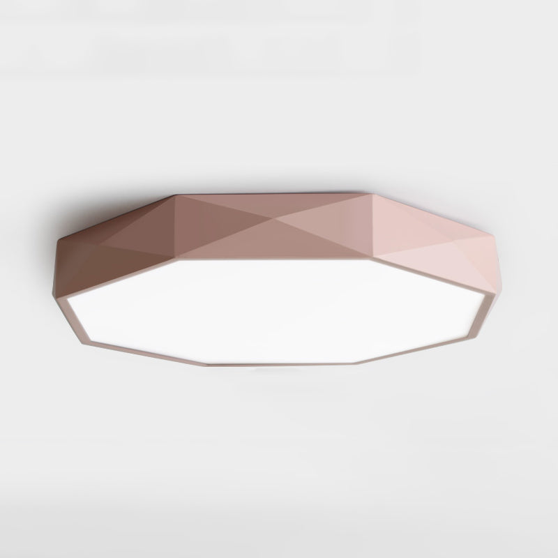 Modern Concise LED Flush Mount Iron Geometric Macaroon Ceiling Light with Acrylic Shade