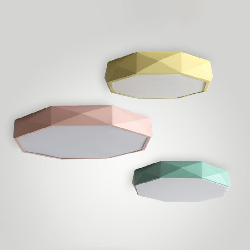 Modern Concise LED Flush Mount Iron Geometric Macaroon Ceiling Light with Acrylic Shade