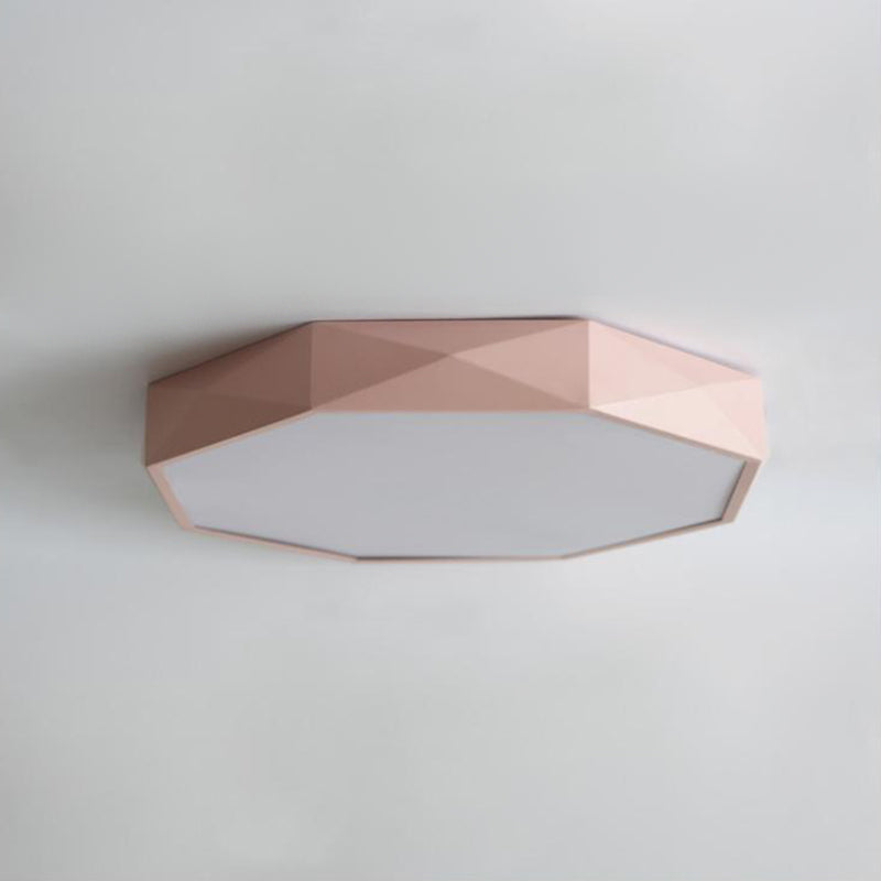 Modern Concise LED Flush Mount Iron Geometric Macaroon Ceiling Light with Acrylic Shade