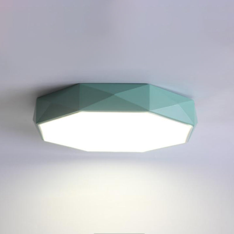 Modern Concise LED Flush Mount Iron Geometric Macaroon Ceiling Light with Acrylic Shade