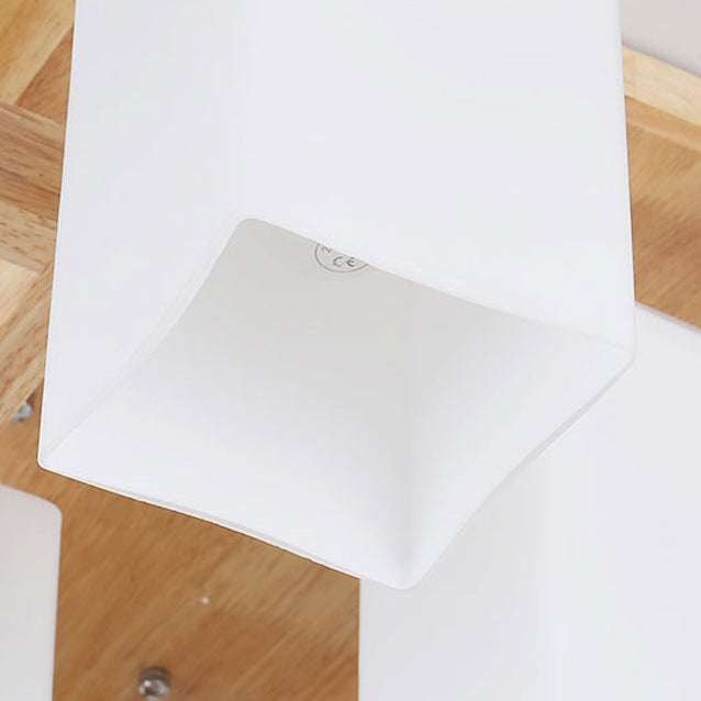 Wooden Geometric Ceiling Fixture in Modern Concise Style Glass Indoor Flush Mount