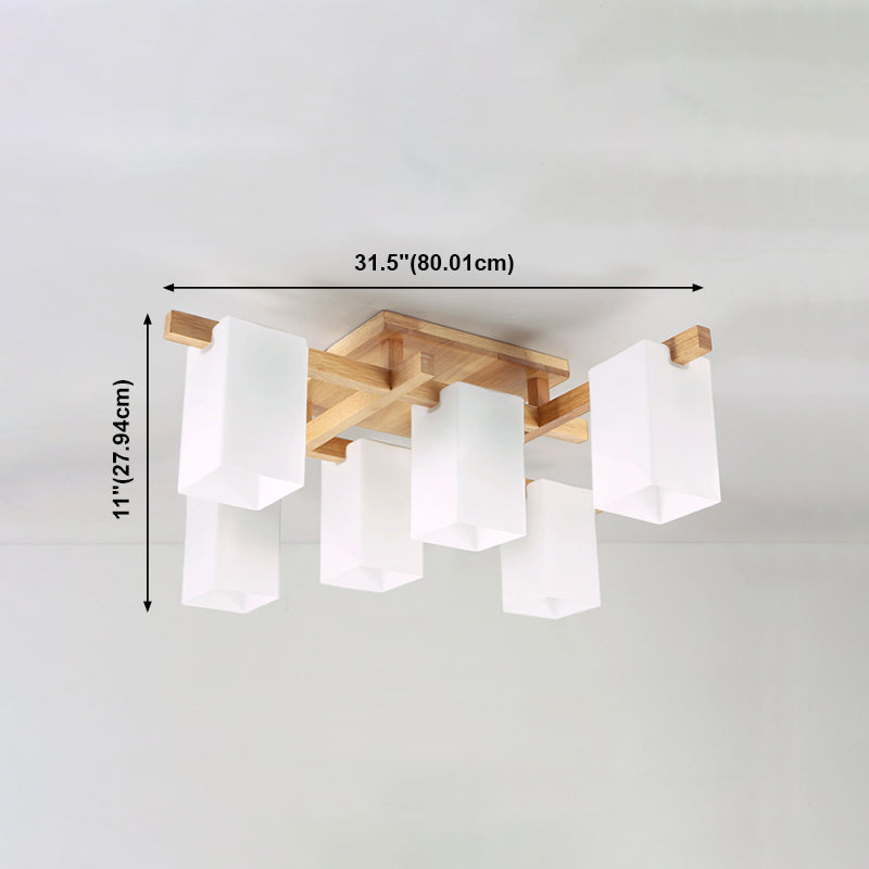 Wooden Geometric Ceiling Fixture in Modern Concise Style Glass Indoor Flush Mount