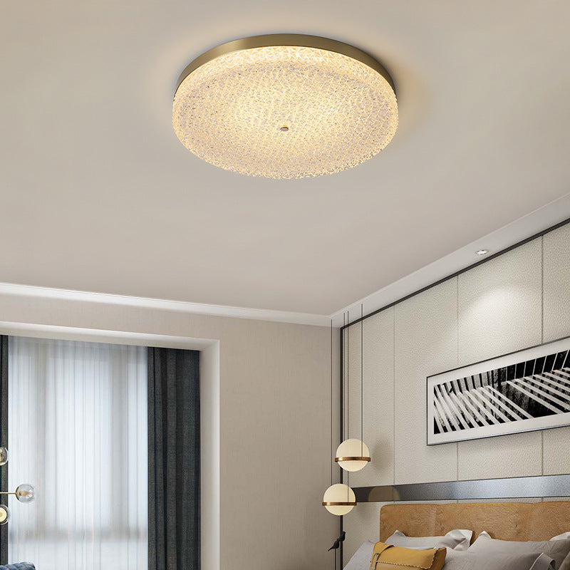 Circular Shape LED Ceiling Lamp Modern Copper 1 Light Flush Mount for Balcony