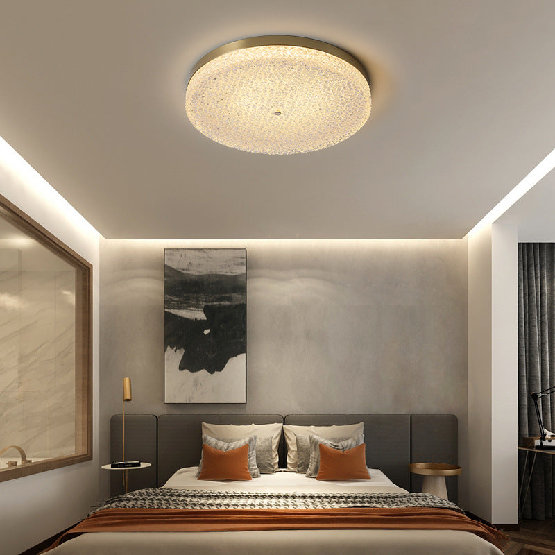 Circular Shape LED Ceiling Lamp Modern Copper 1 Light Flush Mount for Balcony