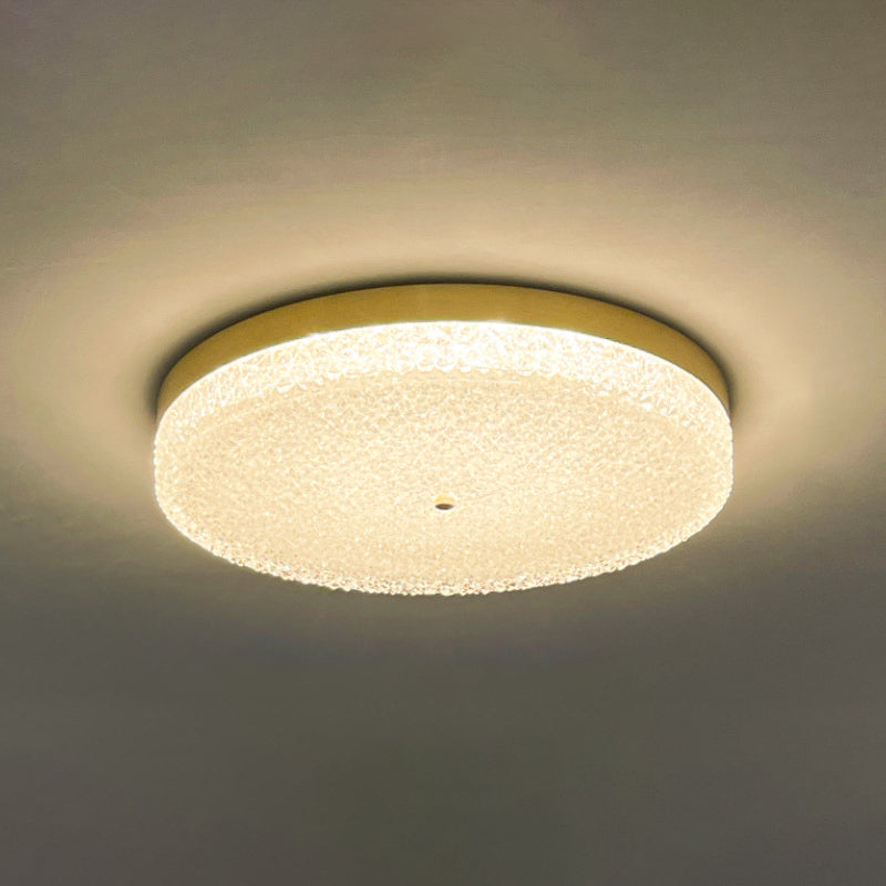 Circular Shape LED Ceiling Lamp Modern Copper 1 Light Flush Mount for Balcony