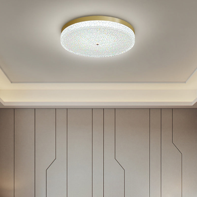 Circular Shape LED Ceiling Lamp Modern Copper 1 Light Flush Mount for Balcony