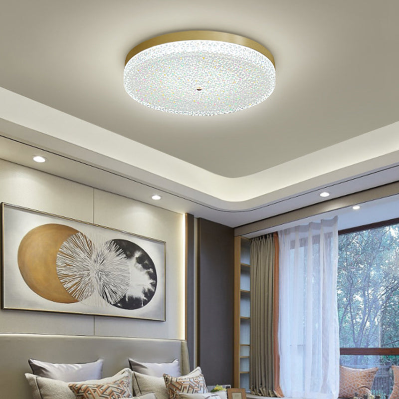 Circular Shape LED Ceiling Lamp Modern Copper 1 Light Flush Mount for Balcony