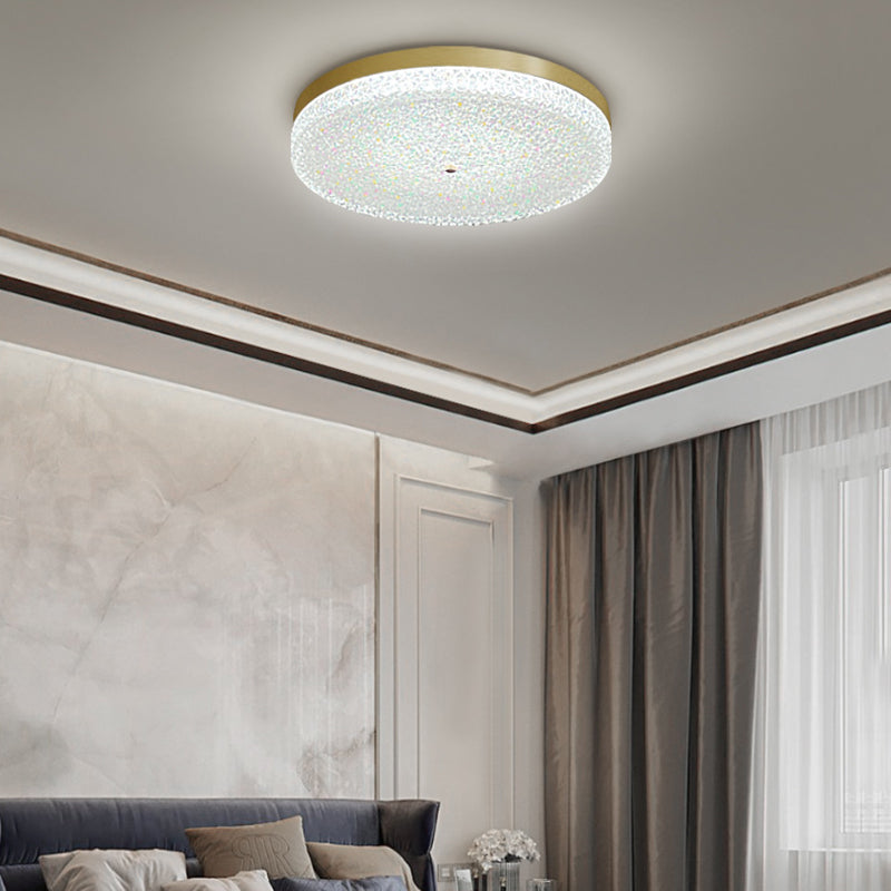 Circular Shape LED Ceiling Lamp Modern Copper 1 Light Flush Mount for Balcony