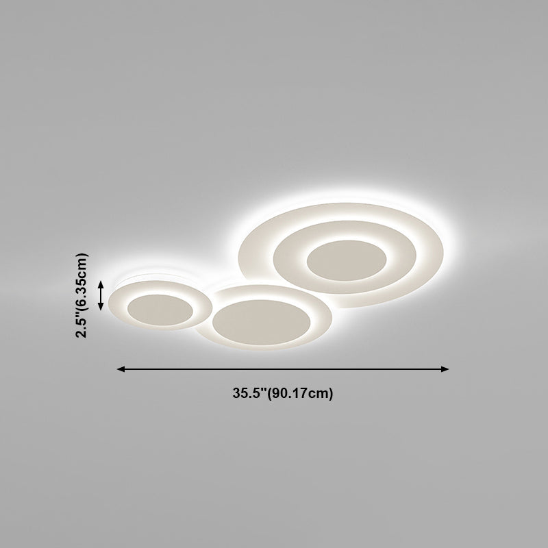 Plafonnier LED de forme circulaire acrylique moderne 3 lumières encastré pour chambre à coucher
