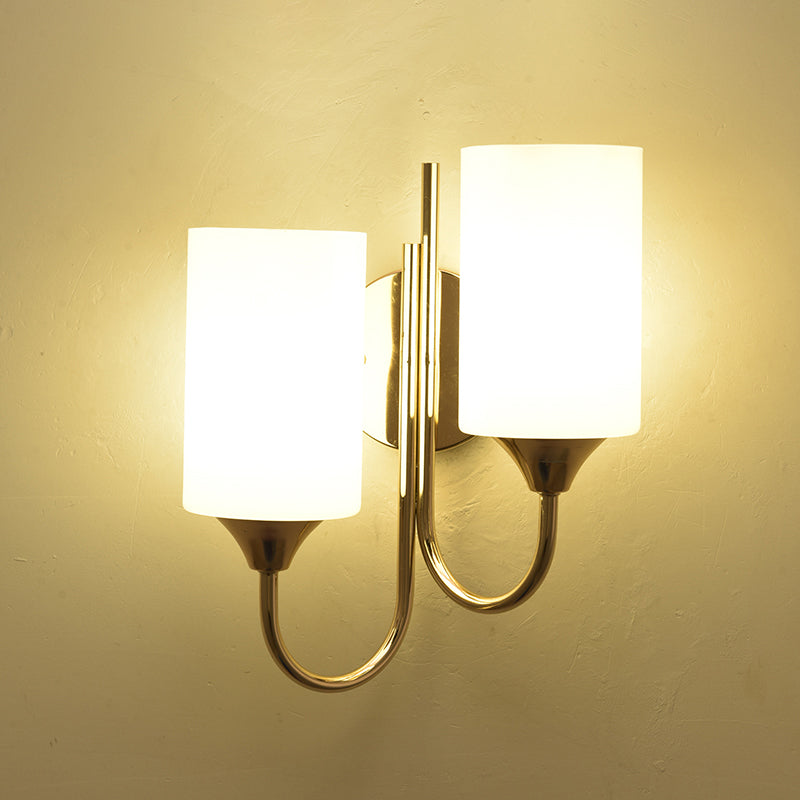 Modern Style Cylinder Wall Sconce Lights Glass 2 Lights Wall Mount Lighting