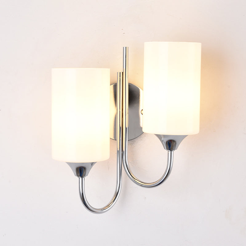 Modern Style Cylinder Wall Sconce Lights Glass 2 Lights Wall Mount Lighting