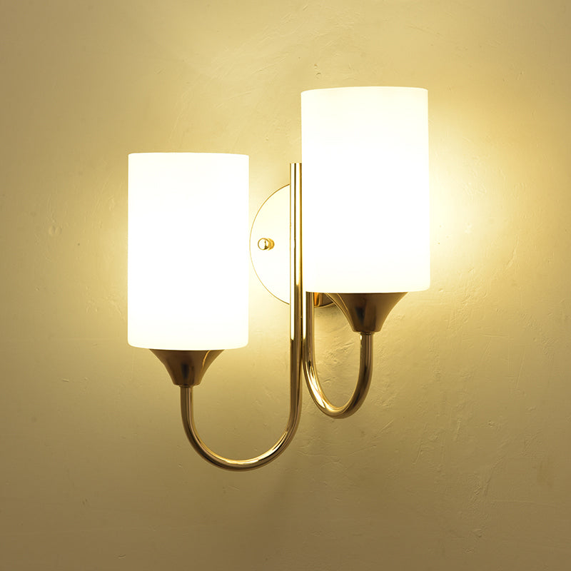 Modern Style Cylinder Wall Sconce Lights Glass 2 Lights Wall Mount Lighting