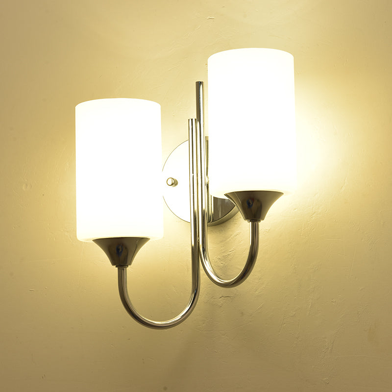 Modern Style Cylinder Wall Sconce Lights Glass 2 Lights Wall Mount Lighting