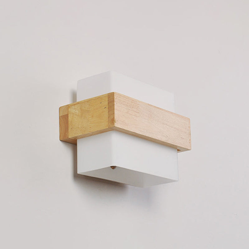 Modern Style Rectangular Wall Sconce Lights Wood 1 Light Wall Mount Lighting