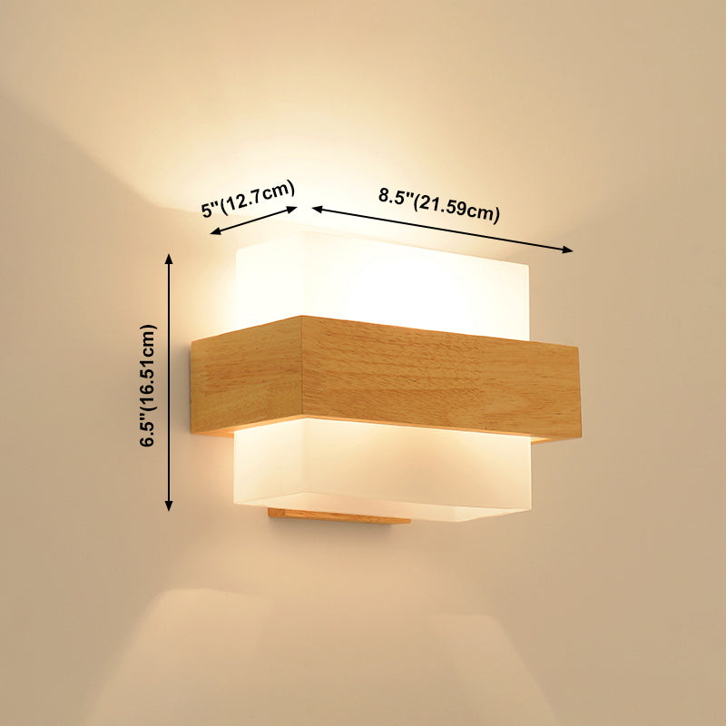 Modern Style Rectangular Wall Sconce Lights Wood 1 Light Wall Mount Lighting