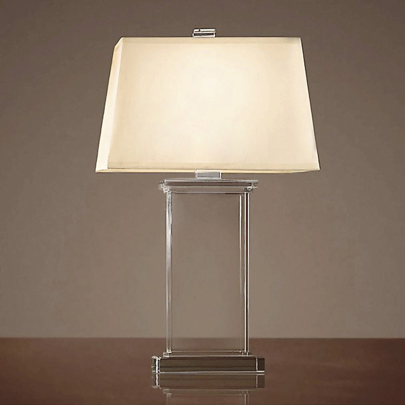 Compito rettangolare luce contemporanea cristallo chiaro 18 "/22" largo 1 lampada da scrivania bianca