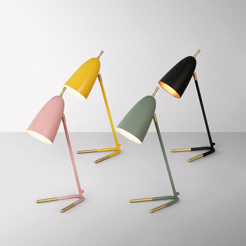 Modern Style Cone Night Table Lamp Metal 1 Light Nightstand Lamp