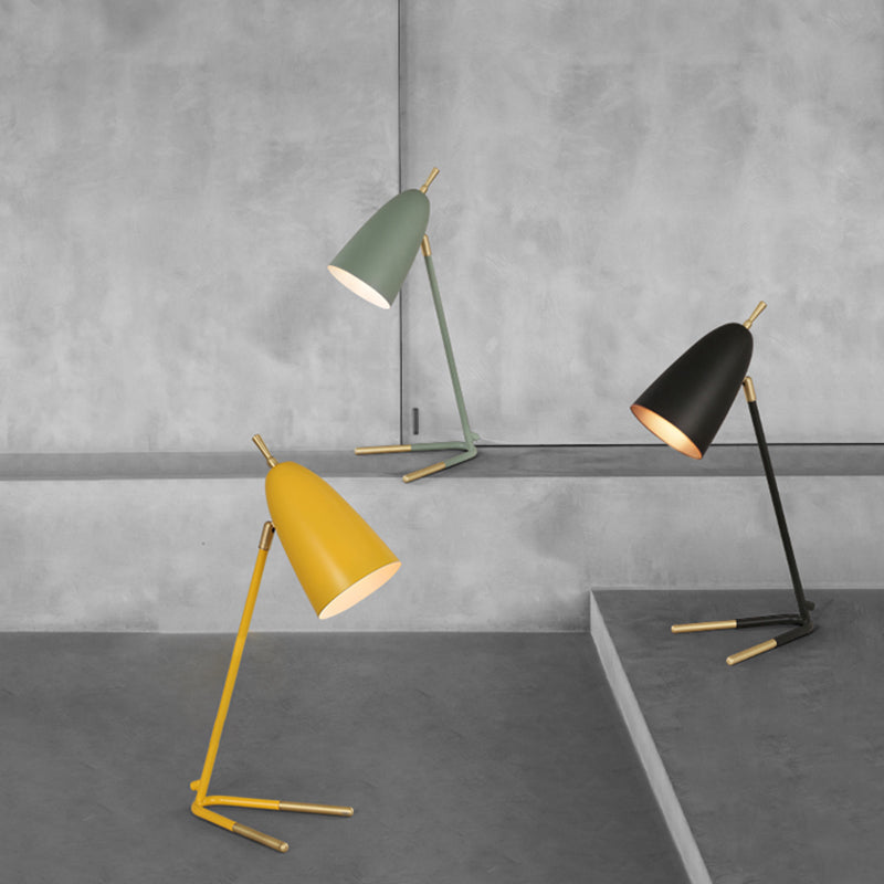 Modern Style Cone Night Table Lamp Metal 1 Light Nightstand Lamp