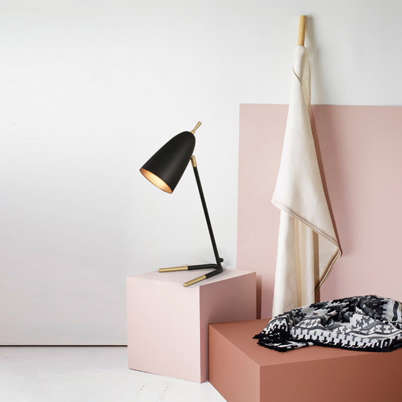 Modern Style Cone Night Table Lamp Metal 1 Light Nightstand Lamp