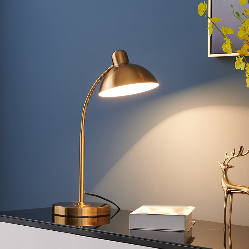 Dome 1 Light Table Lamp Mid Century Modern Metal Night Table Lamps for Study Room