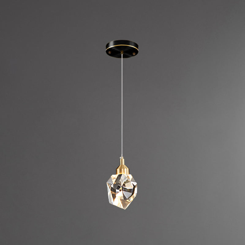 Lampe suspendue géométrique en cuivre dans un pendentif en cristal de style artistique moderne pour chambre à coucher
