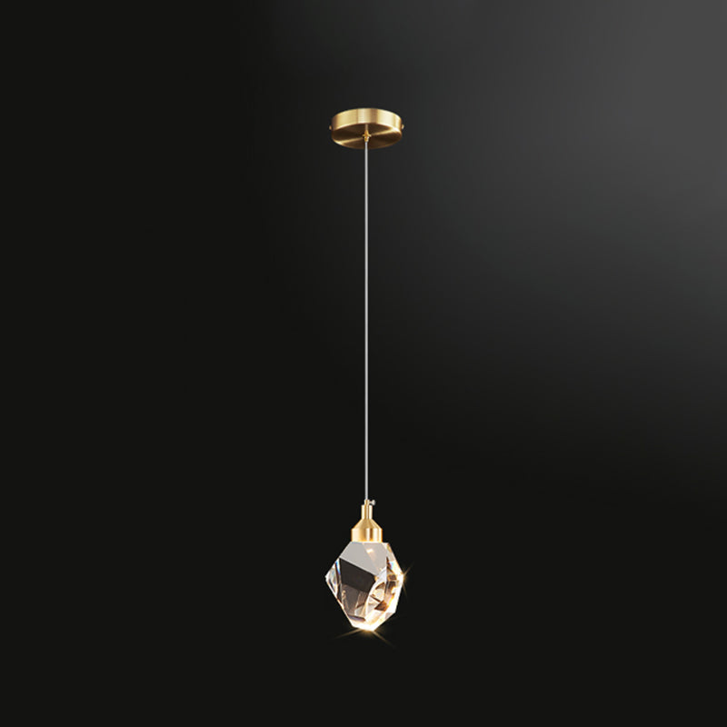 Lampe suspendue géométrique en cuivre dans un pendentif en cristal de style artistique moderne pour chambre à coucher