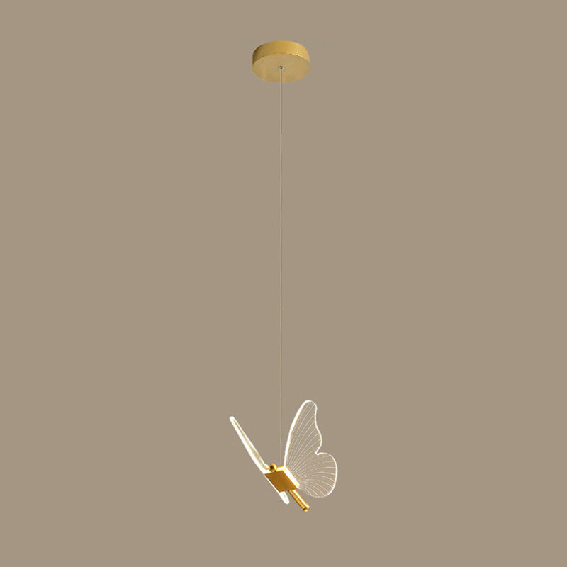 Gouden vlinder led hanglamp in moderne luxe stijl smeedijzeren hangende lamp met acryl schaduw
