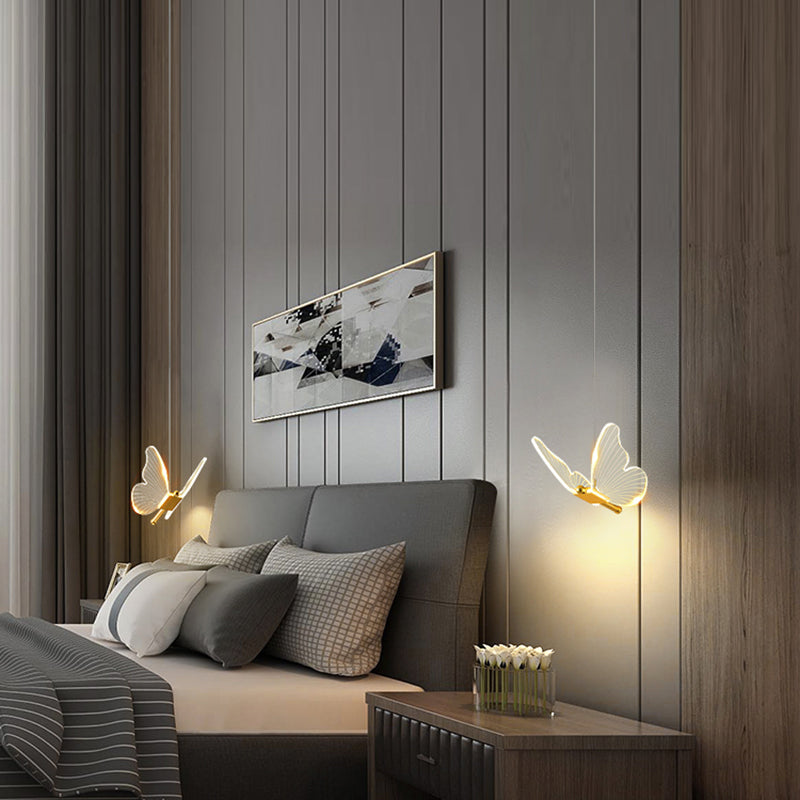 Gouden vlinder led hanglamp in moderne luxe stijl smeedijzeren hangende lamp met acryl schaduw