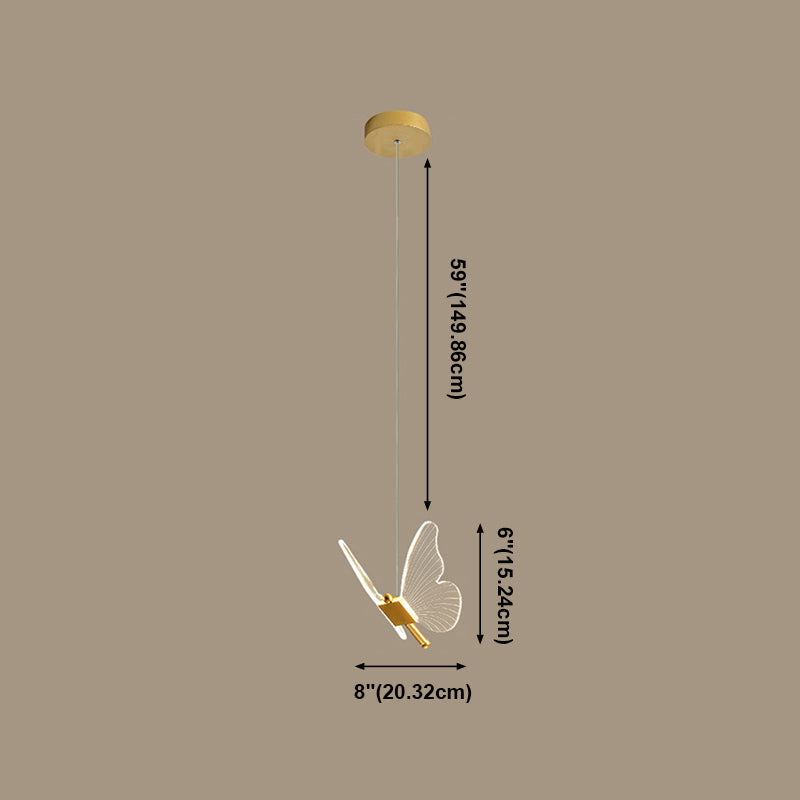 Gouden vlinder led hanglamp in moderne luxe stijl smeedijzeren hangende lamp met acryl schaduw