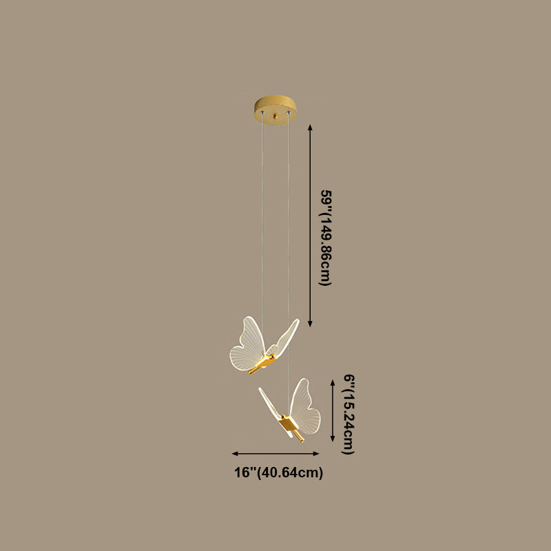 Gouden vlinder led hanglamp in moderne luxe stijl smeedijzeren hangende lamp met acryl schaduw