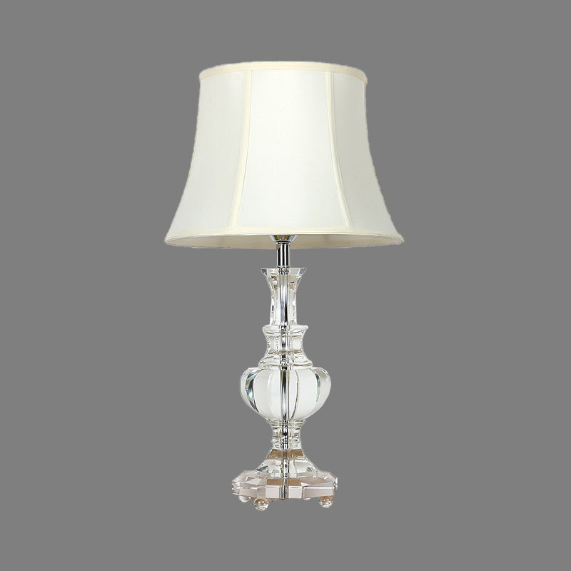 1 Bulb Urn Shape Task Lighting Modernism Beveled Crystal Nightstand Lamp in White