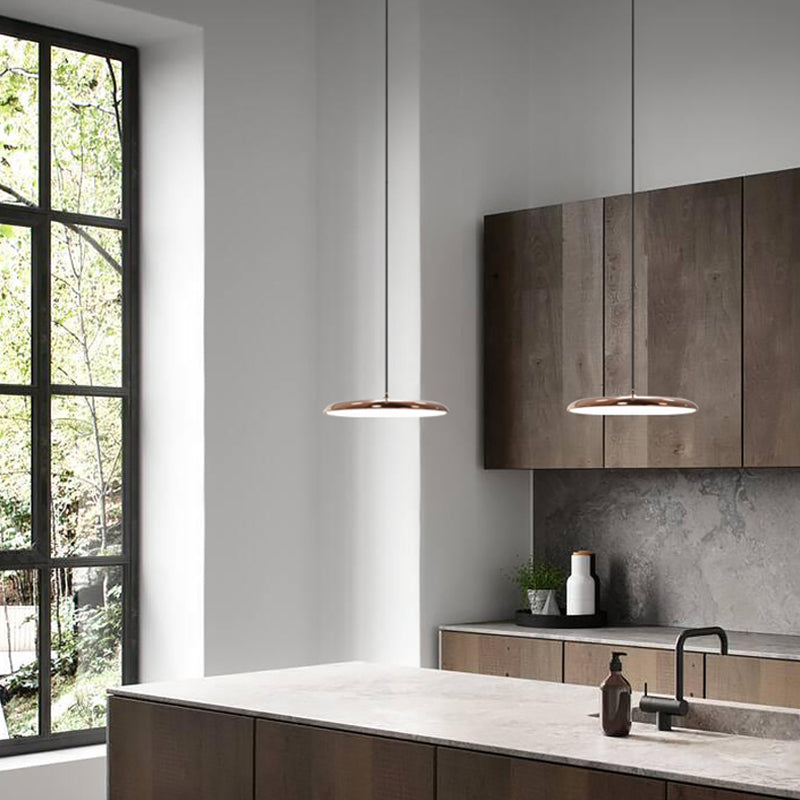 Electroplate Metal LED Hanging Lamp in Modern Style Acrylic Circular Pendant Light for Dining Room