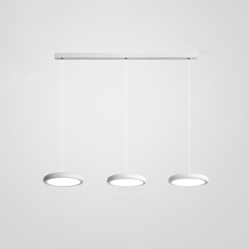 Modern Minimalist LED Pendant Light Frosted Aluminium Circular Hanging Lamp with Acrylic Shade