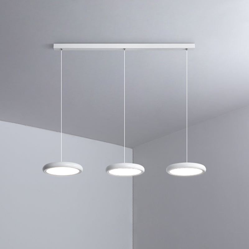 Modern Minimalist LED Pendant Light Frosted Aluminium Circular Hanging Lamp with Acrylic Shade