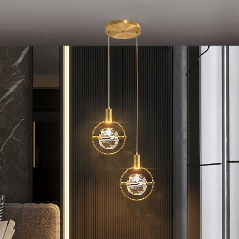 Elektroplate IJzeren hanglamp in moderne luxe stijl kristallen wereldhangende lamp voor slaapkamer