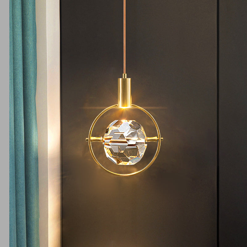 Elektroplate IJzeren hanglamp in moderne luxe stijl kristallen wereldhangende lamp voor slaapkamer