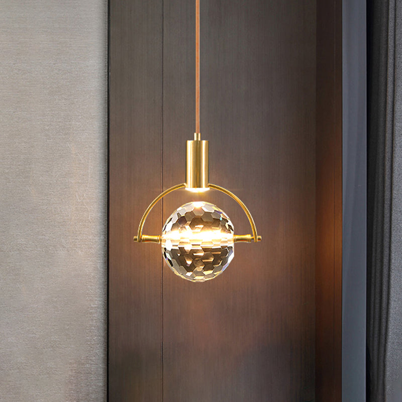 Elektroplate IJzeren hanglamp in moderne luxe stijl kristallen wereldhangende lamp voor slaapkamer