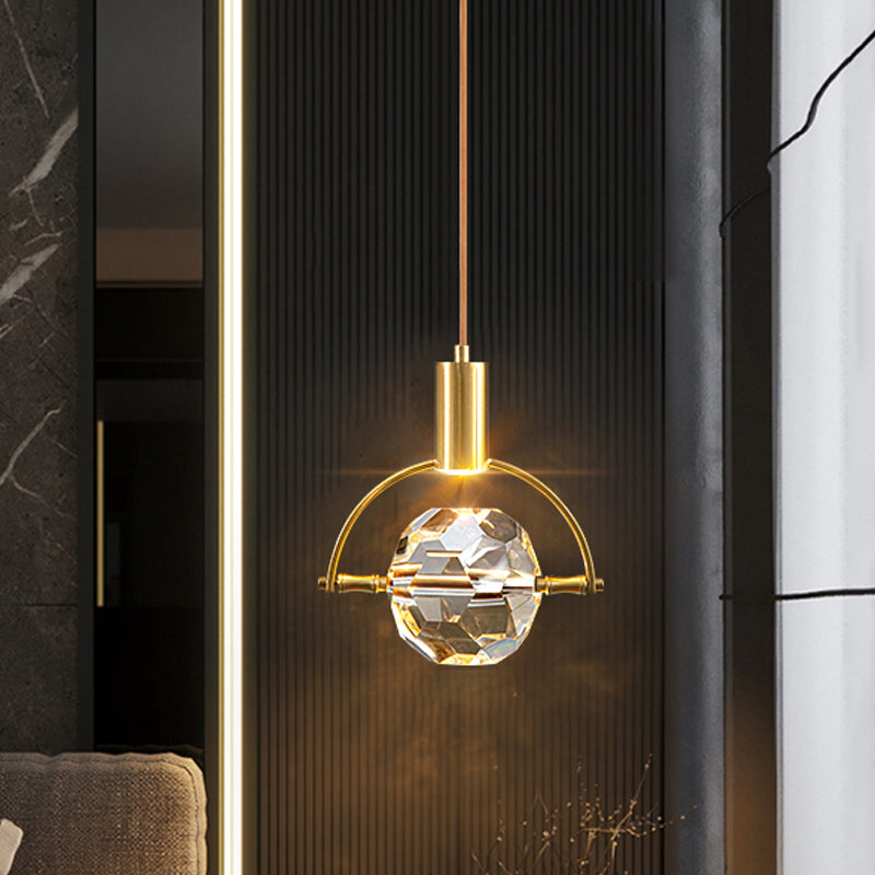 Elektroplate IJzeren hanglamp in moderne luxe stijl kristallen wereldhangende lamp voor slaapkamer