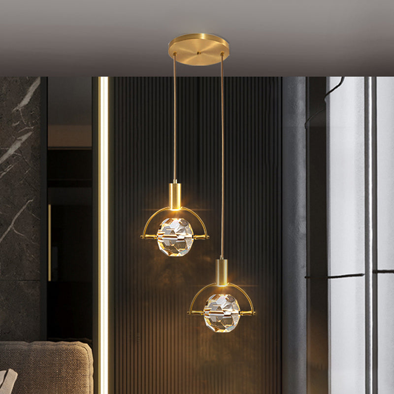 Elektroplate IJzeren hanglamp in moderne luxe stijl kristallen wereldhangende lamp voor slaapkamer