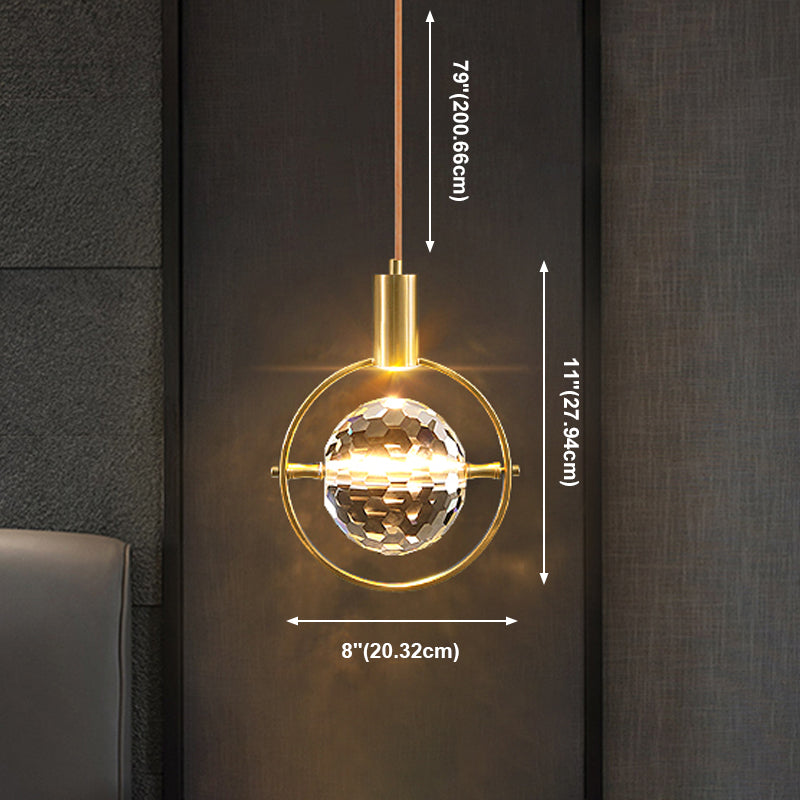 Elektroplate IJzeren hanglamp in moderne luxe stijl kristallen wereldhangende lamp voor slaapkamer