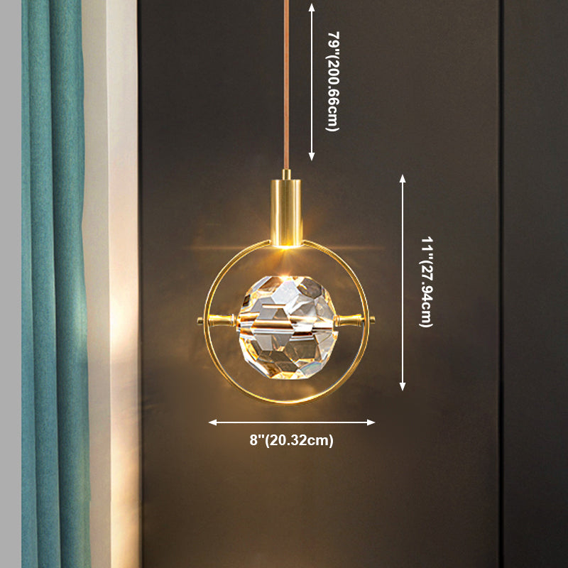 Elektroplate IJzeren hanglamp in moderne luxe stijl kristallen wereldhangende lamp voor slaapkamer