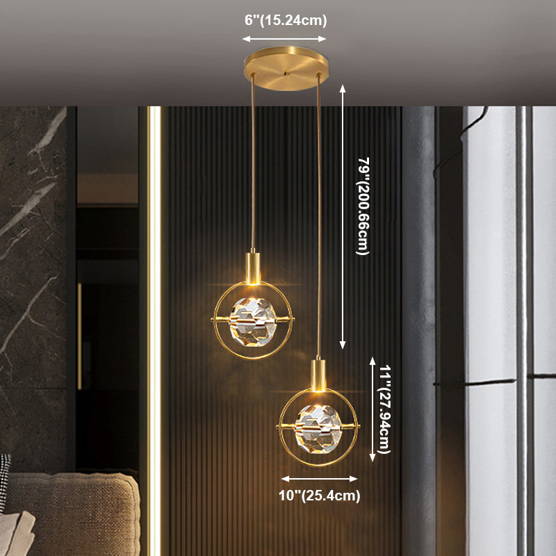 Elektroplate IJzeren hanglamp in moderne luxe stijl kristallen wereldhangende lamp voor slaapkamer