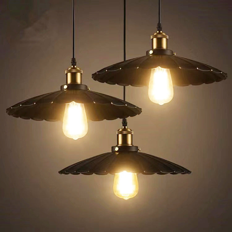 Classico industriale Classico a pendente singolo Light Ferro Smaloped Lampada sospesa in nero