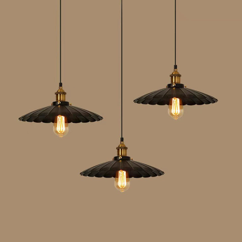 Classico industriale Classico a pendente singolo Light Ferro Smaloped Lampada sospesa in nero