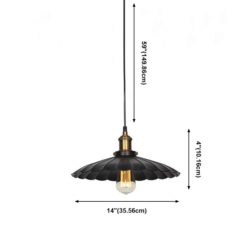 Classico industriale Classico a pendente singolo Light Ferro Smaloped Lampada sospesa in nero