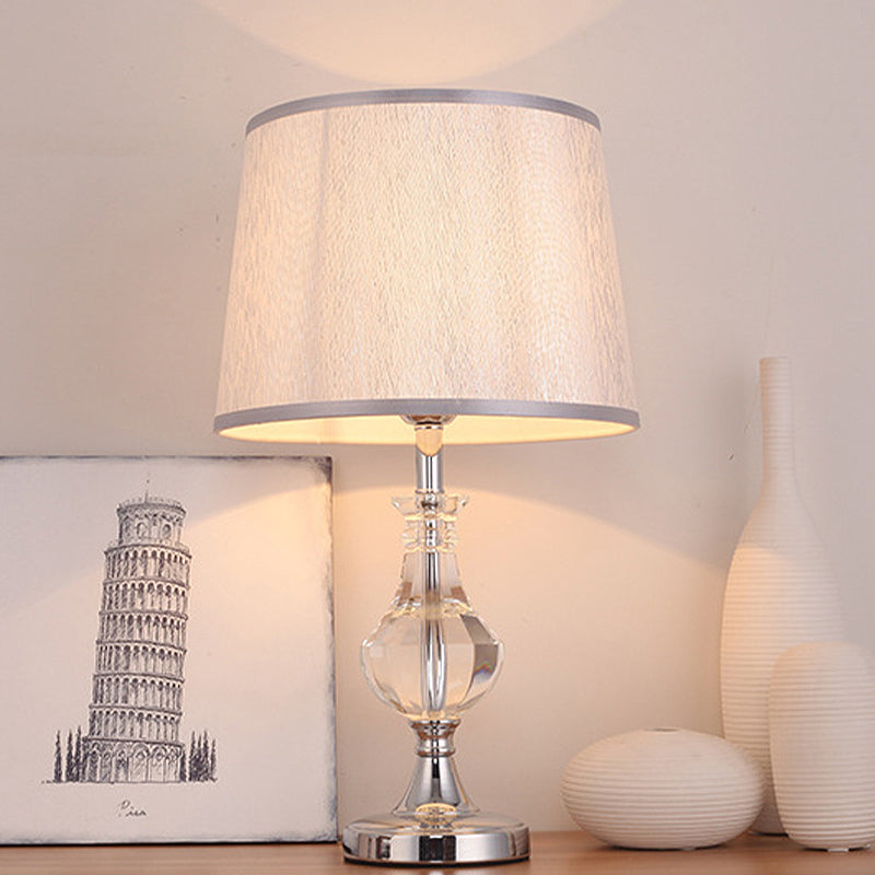 Barrel Shade Fabric Task Lighting Modernism 1 Head Grey Reading Lamp for Bedroom