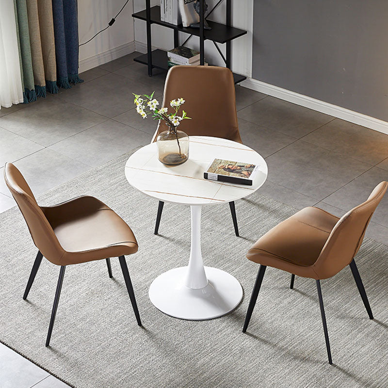 Mesa de comedor redonda Simplicity de piedra sinterizada con base de tulipán