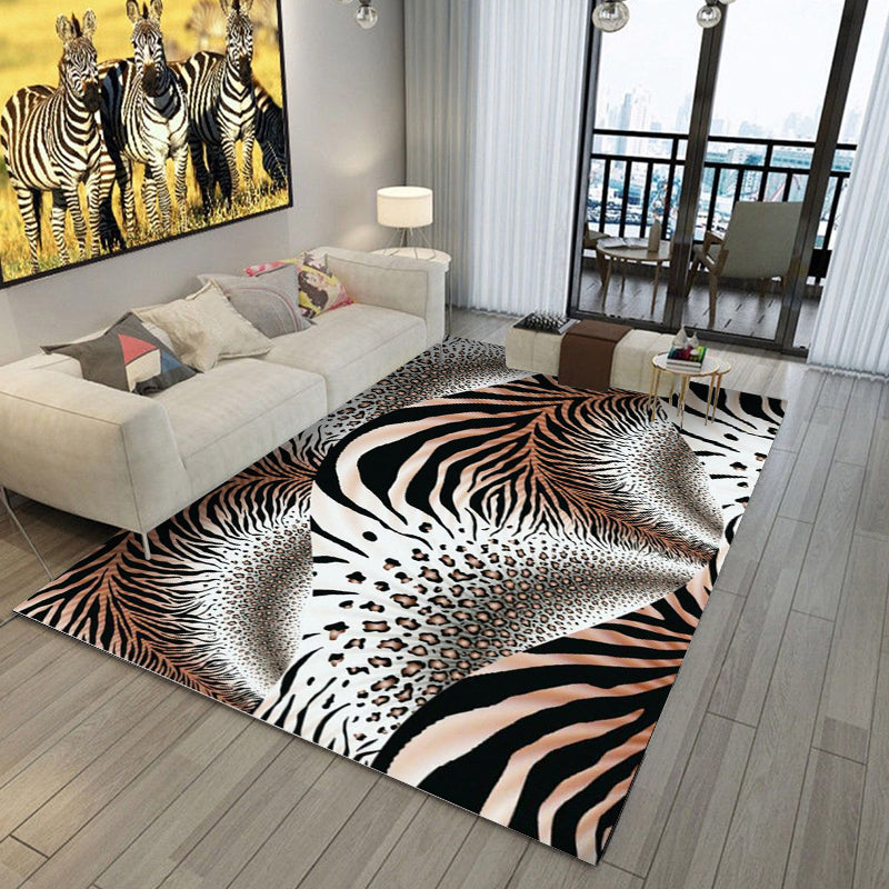 Natural Leopard Printed Rug Polyester Indoor Carpet Non-Slip Backing Area Carpet for Living Room